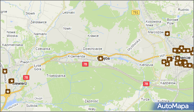 mapa Poręba powiat zawierciański, Poręba powiat zawierciański na mapie Targeo