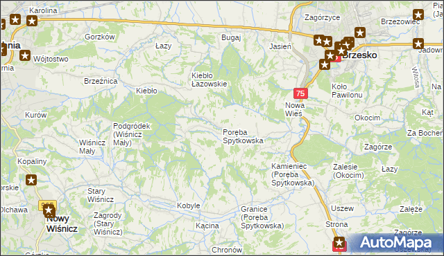 mapa Poręba Spytkowska, Poręba Spytkowska na mapie Targeo