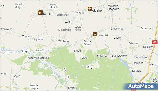 mapa Poręby gmina Mokrsko, Poręby gmina Mokrsko na mapie Targeo