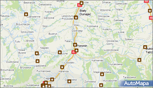 mapa Poronin, Poronin na mapie Targeo