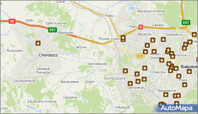 mapa Porosły, Porosły na mapie Targeo