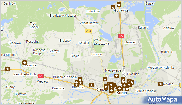 mapa Posada gmina Kazimierz Biskupi, Posada gmina Kazimierz Biskupi na mapie Targeo