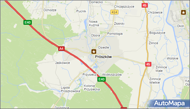 mapa Prószków, Prószków na mapie Targeo