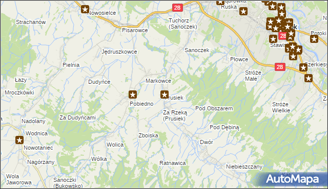 mapa Prusiek, Prusiek na mapie Targeo