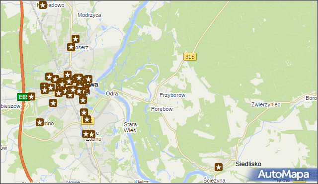 mapa Przyborów gmina Nowa Sól, Przyborów gmina Nowa Sól na mapie Targeo