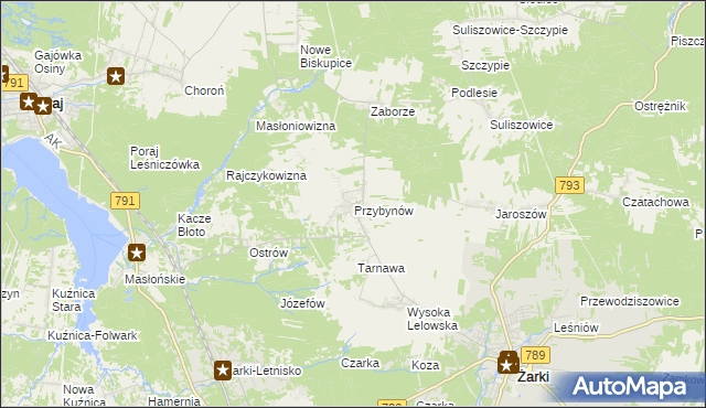 mapa Przybynów, Przybynów na mapie Targeo