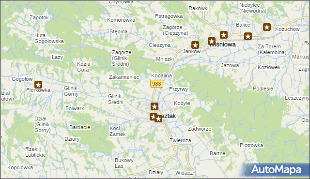 mapa Pułanki gmina Frysztak, Pułanki gmina Frysztak na mapie Targeo