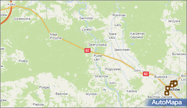 mapa Puste Łąki, Puste Łąki na mapie Targeo