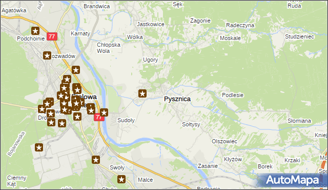 mapa Pysznica, Pysznica na mapie Targeo