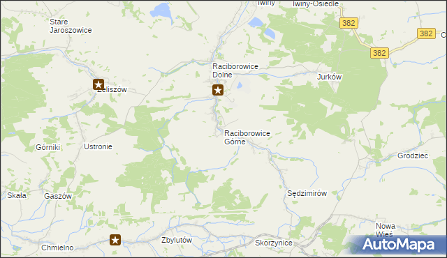 mapa Raciborowice Górne, Raciborowice Górne na mapie Targeo