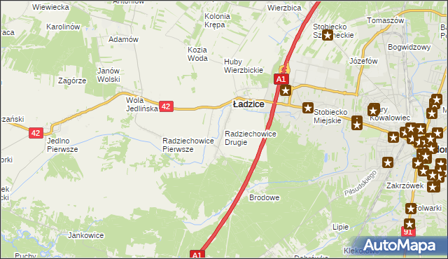 mapa Radziechowice Drugie, Radziechowice Drugie na mapie Targeo