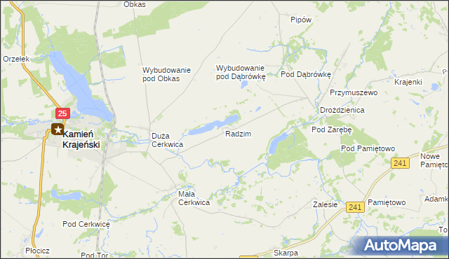 mapa Radzim gmina Kamień Krajeński, Radzim gmina Kamień Krajeński na mapie Targeo