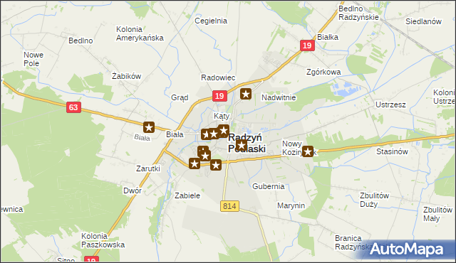 mapa Radzyń Podlaski, Radzyń Podlaski na mapie Targeo