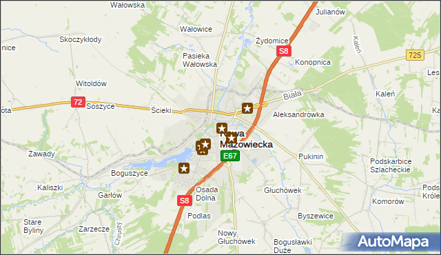 mapa Rawa Mazowiecka, Rawa Mazowiecka na mapie Targeo