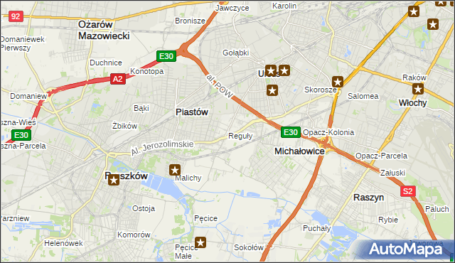 mapa Reguły, Reguły na mapie Targeo