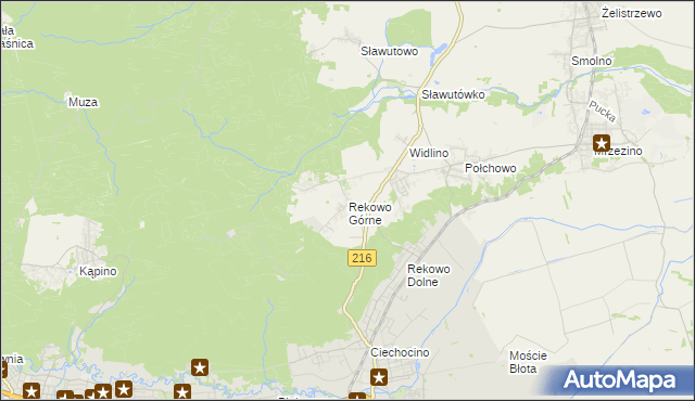 mapa Rekowo Górne, Rekowo Górne na mapie Targeo
