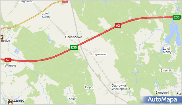 mapa Rogoziniec, Rogoziniec na mapie Targeo