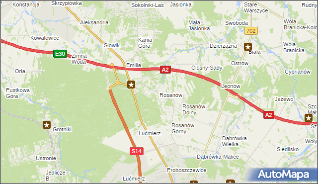 mapa Rosanów, Rosanów na mapie Targeo