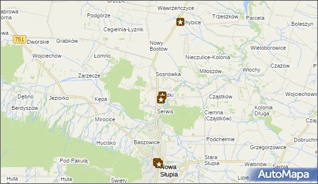 mapa Rudki gmina Nowa Słupia, Rudki gmina Nowa Słupia na mapie Targeo