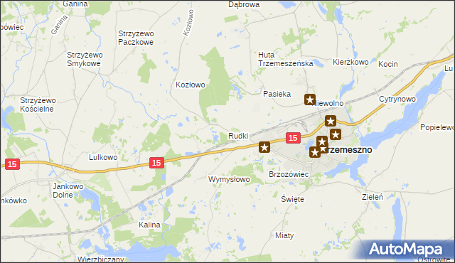 mapa Rudki gmina Trzemeszno, Rudki gmina Trzemeszno na mapie Targeo