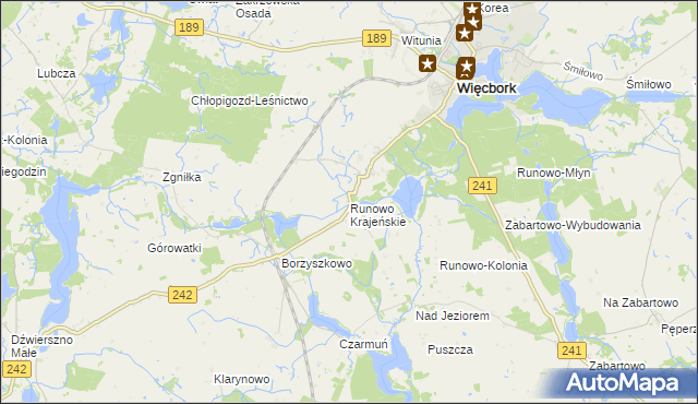 mapa Runowo Krajeńskie, Runowo Krajeńskie na mapie Targeo