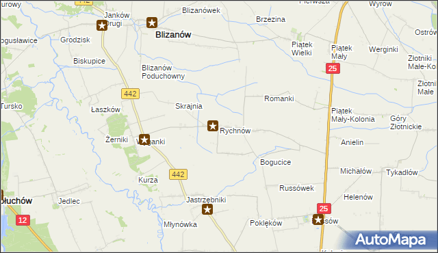 mapa Rychnów gmina Blizanów, Rychnów gmina Blizanów na mapie Targeo