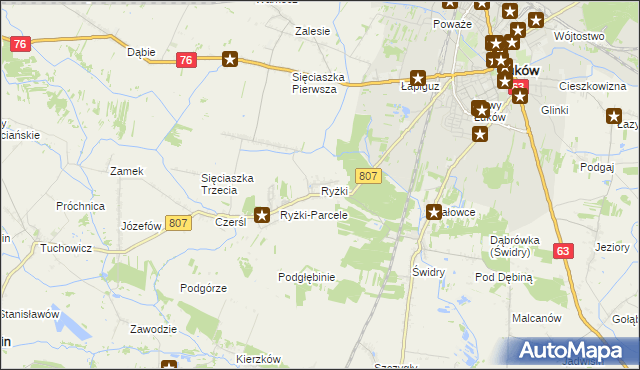 mapa Ryżki, Ryżki na mapie Targeo