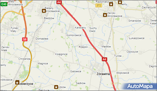 mapa Rzeplin gmina Żórawina, Rzeplin gmina Żórawina na mapie Targeo