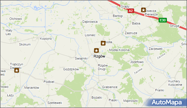 mapa Rzgów powiat koniński, Rzgów powiat koniński na mapie Targeo