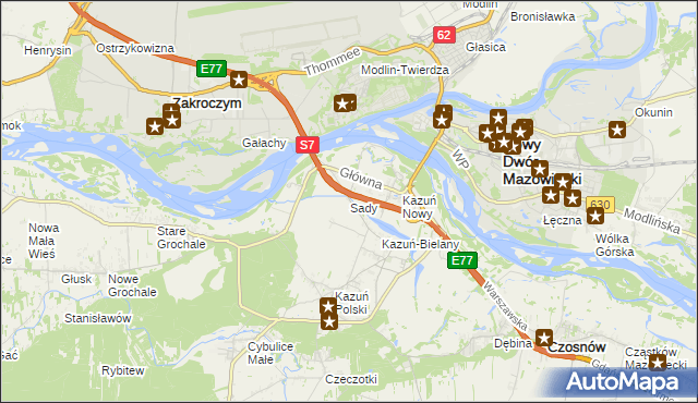 mapa Sady gmina Czosnów, Sady gmina Czosnów na mapie Targeo