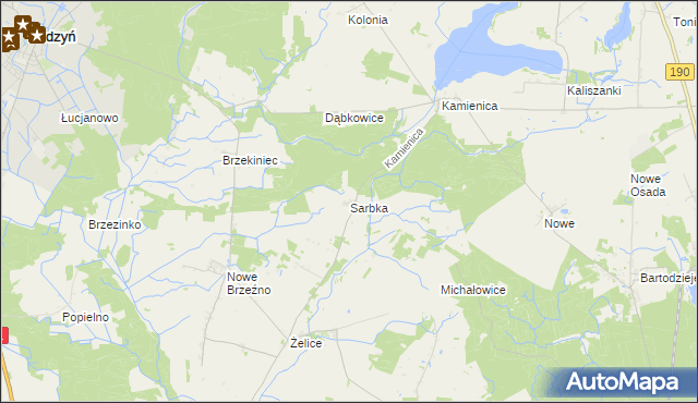 mapa Sarbka gmina Wągrowiec, Sarbka gmina Wągrowiec na mapie Targeo