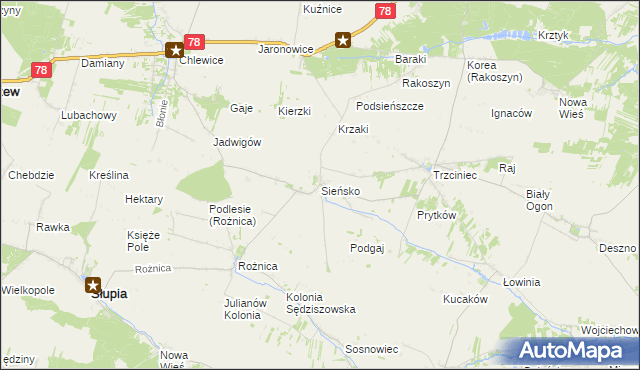 mapa Sieńsko, Sieńsko na mapie Targeo