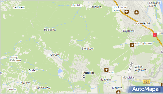 mapa Sieraków gmina Izabelin, Sieraków gmina Izabelin na mapie Targeo