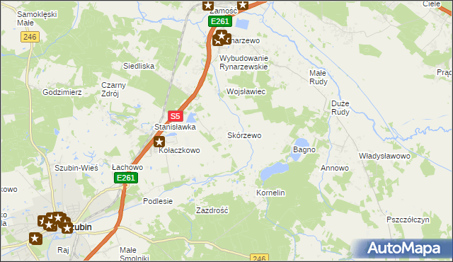 mapa Skórzewo gmina Szubin, Skórzewo gmina Szubin na mapie Targeo