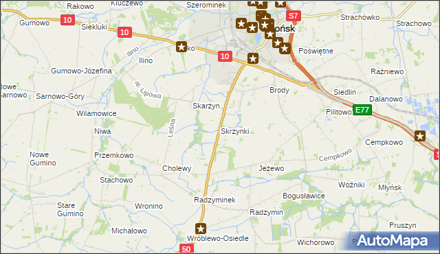 mapa Skrzynki gmina Płońsk, Skrzynki gmina Płońsk na mapie Targeo