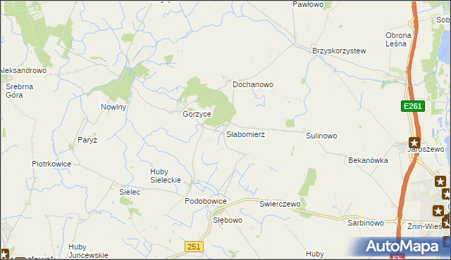 mapa Słabomierz gmina Żnin, Słabomierz gmina Żnin na mapie Targeo