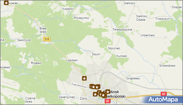 mapa Słocin, Słocin na mapie Targeo