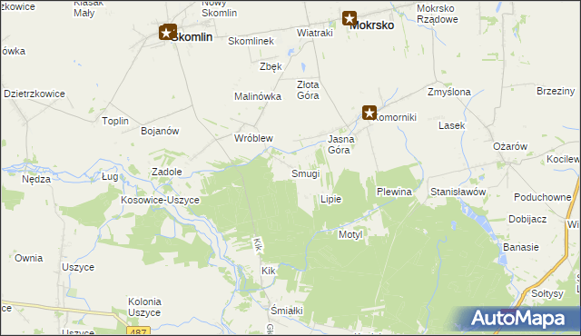 mapa Smugi gmina Skomlin, Smugi gmina Skomlin na mapie Targeo