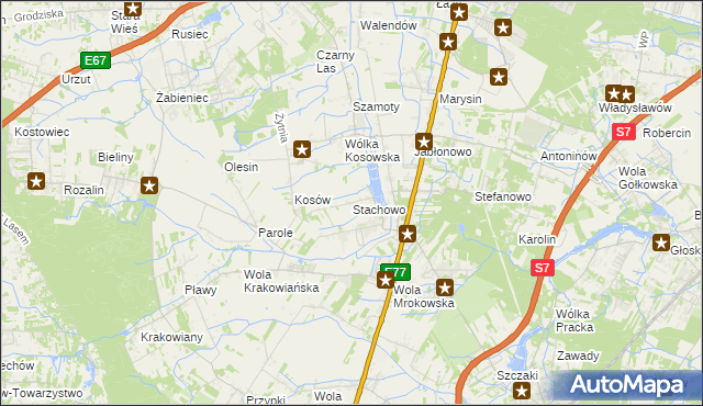 mapa Stachowo gmina Lesznowola, Stachowo gmina Lesznowola na mapie Targeo