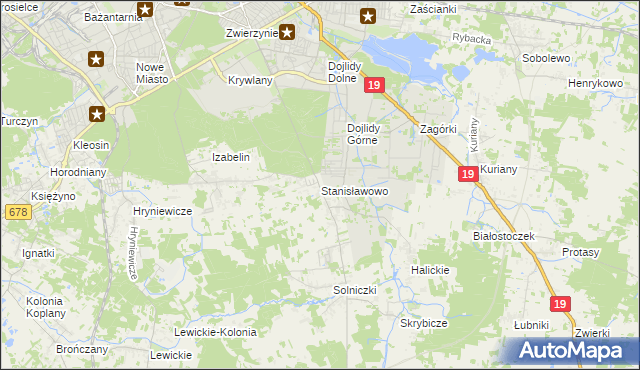 mapa Stanisławowo gmina Juchnowiec Kościelny, Stanisławowo gmina Juchnowiec Kościelny na mapie Targeo