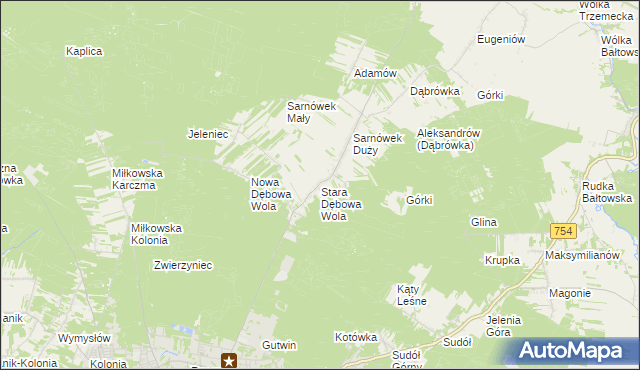mapa Stara Dębowa Wola, Stara Dębowa Wola na mapie Targeo