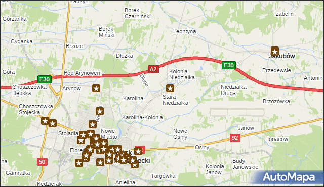 mapa Stara Niedziałka, Stara Niedziałka na mapie Targeo