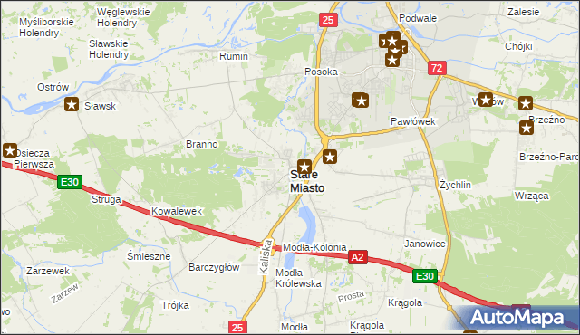 mapa Stare Miasto powiat koniński, Stare Miasto powiat koniński na mapie Targeo