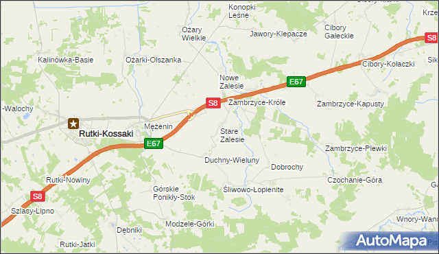 mapa Stare Zalesie gmina Rutki, Stare Zalesie gmina Rutki na mapie Targeo