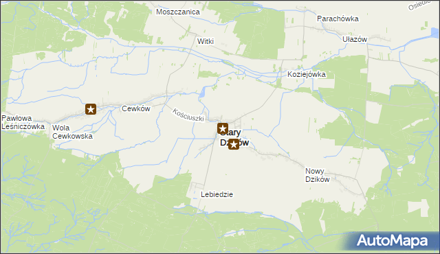 mapa Stary Dzików, Stary Dzików na mapie Targeo