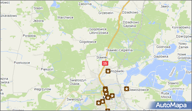 mapa Stawiec gmina Milicz, Stawiec gmina Milicz na mapie Targeo