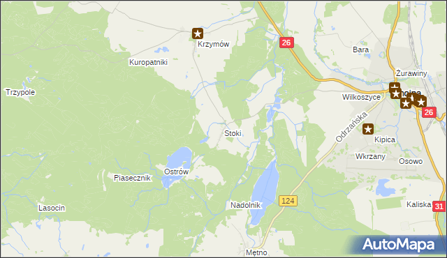 mapa Stoki gmina Chojna, Stoki gmina Chojna na mapie Targeo