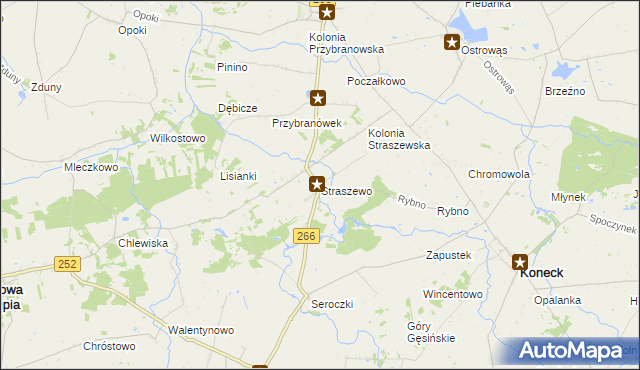 mapa Straszewo gmina Koneck, Straszewo gmina Koneck na mapie Targeo