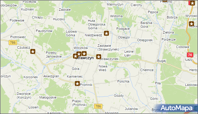 mapa Strawczynek, Strawczynek na mapie Targeo