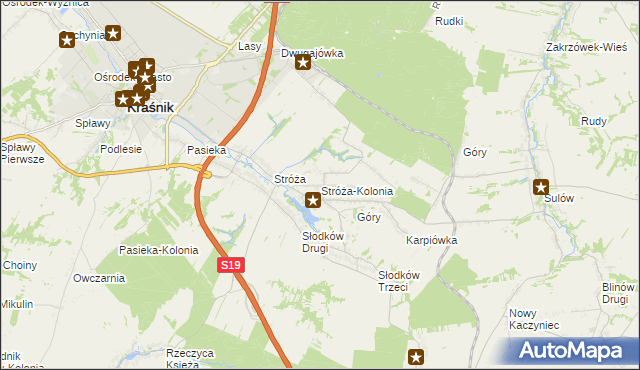 mapa Stróża-Kolonia, Stróża-Kolonia na mapie Targeo